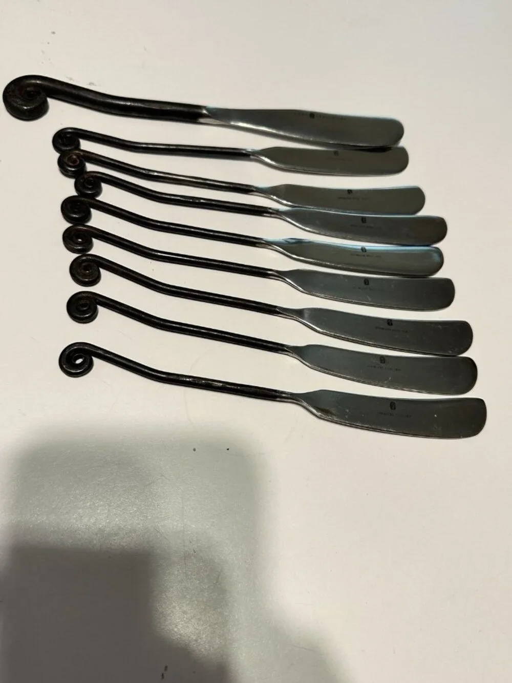 9 Gourmet Settings GS Treble Clef Flat Handle Butter Spreader Hand Forged 18/8
